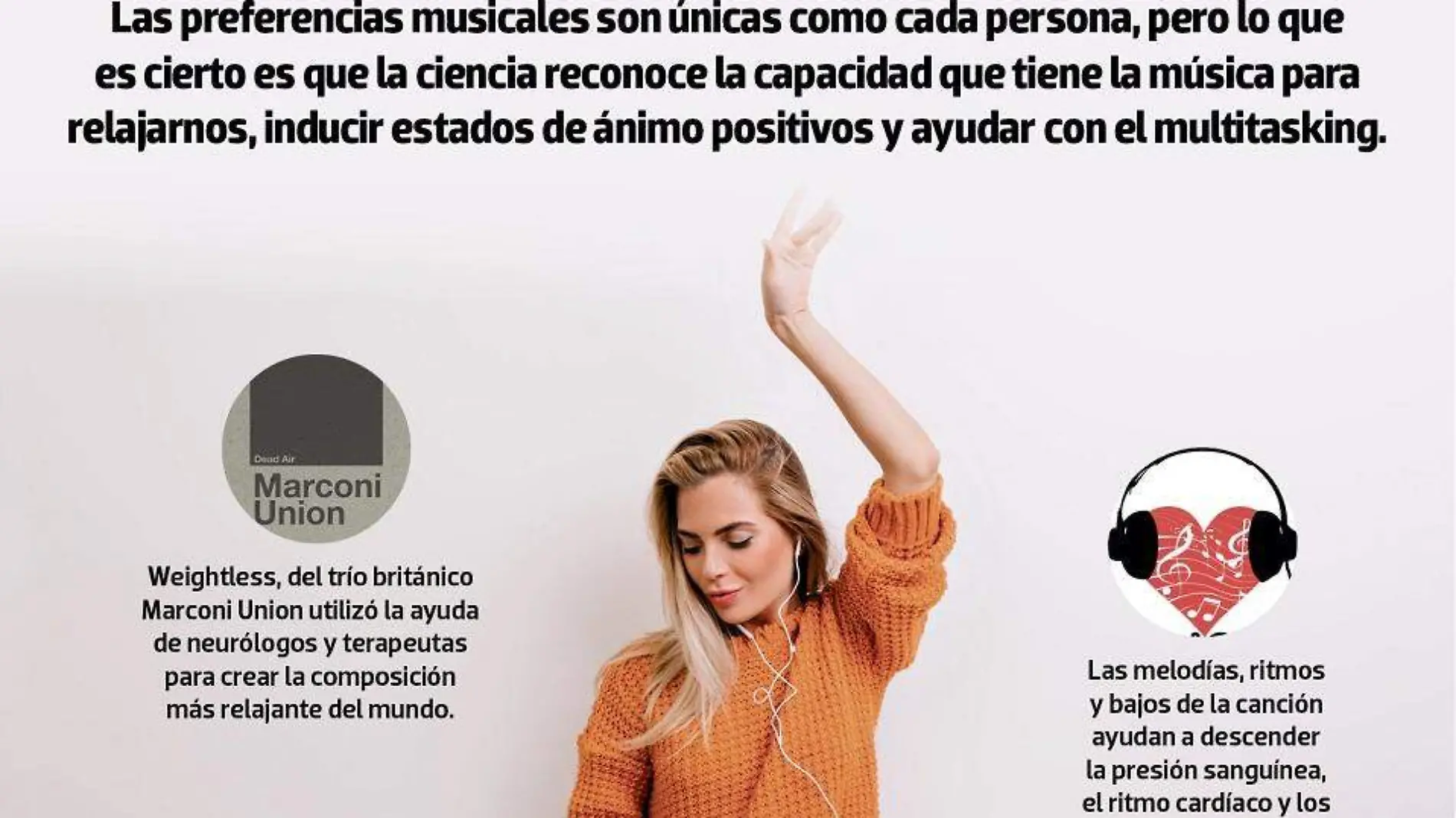 Infografía música canción relajante